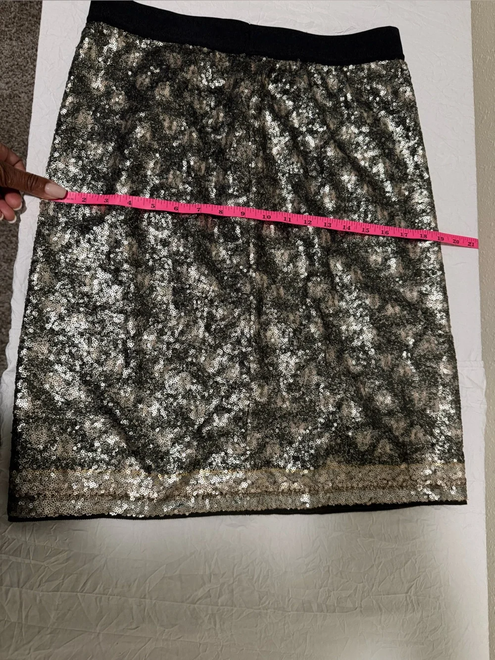 Luisa Cerano Bronze Black Sequin Pencil Skirt Party Evening Size 10